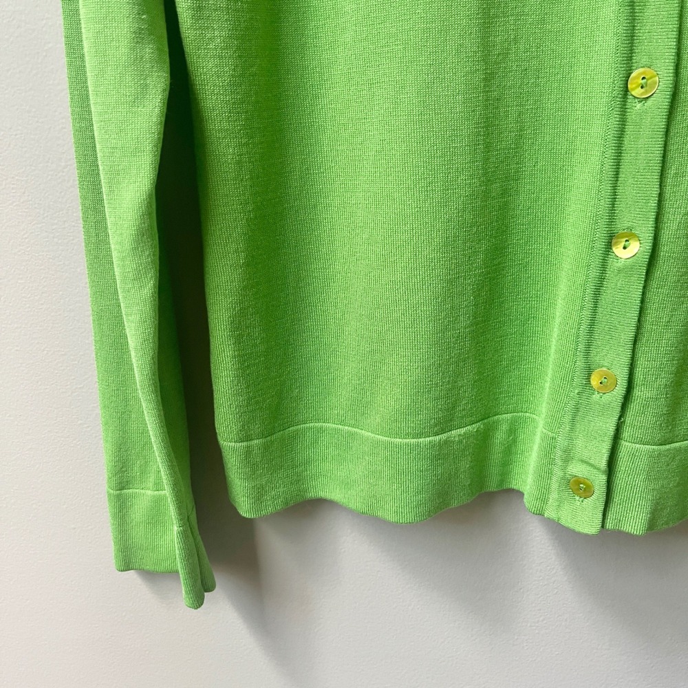 Vintage Cardigan Sweater Women's Small Silk Blend Lime Green Knit Retro Y2K - Picture 12 of 12